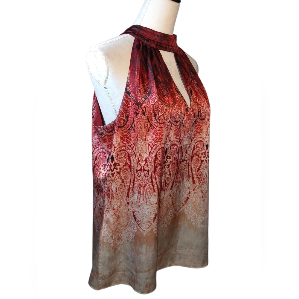 Paisley Ombre Halter Blouse  in Burgundy and Cream - Picture 5 of 10